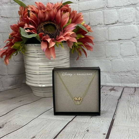 NWT disney baublebar minnie mouse necklace gold colored - Picture 1 of 6